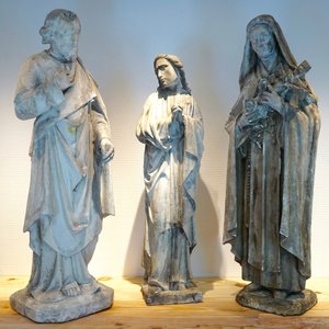A set of three large plaster casts of holy figures, 19/20th C., Bruges — photo 1