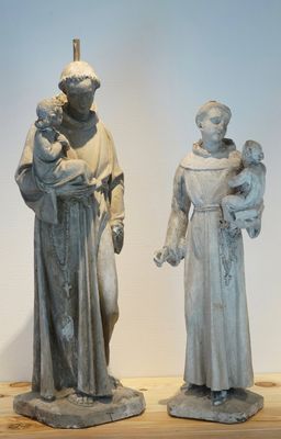 A set of two plaster casts of St. Anthony of Padua, 19/20th C., Bruges