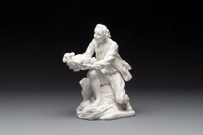 A Sèvres biscuit porcelain figure 'Le Porteur de Mouton' by Fernex, after Boucher, 18th C.