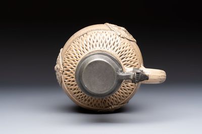 A Siegburg stoneware jug with mounted pewter lid, dated 1594 — photo 7