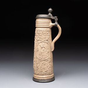 A Siegburg stoneware pewter-mounted schnelle, dated 1589 — photo 1
