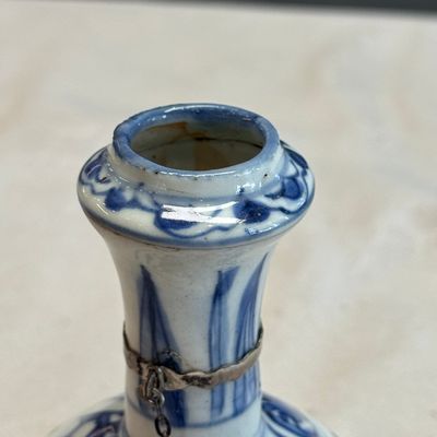 A silver-mounted Chinese blue and white 'Cranes' miniature kendi — photo 10