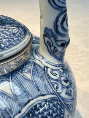 A silver-mounted Chinese blue and white wine pot, Wanli — photo 7