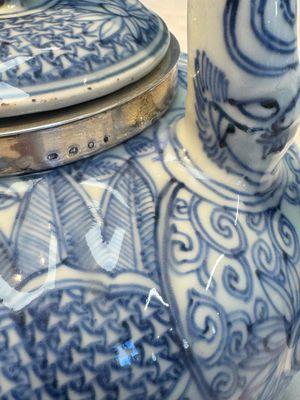 A silver-mounted Chinese blue and white wine pot, Wanli — photo 8