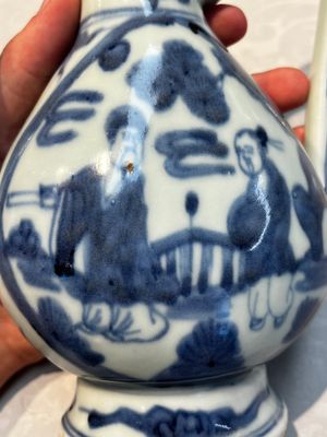 A silver-mounted Chinese blue and white 'Zhou Dunyi 周敦頤' ewer, Ming — foto 18
