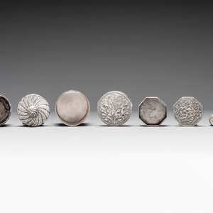 A silver tazza, four boxes and a large spoon, China and Thailand 19/20th C. — 照片 11