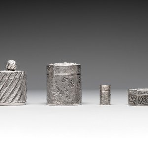 A silver tazza, four boxes and a large spoon, China and Thailand 19/20th C. — 照片 8