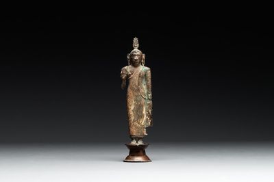 A Sinhalese copper alloy figure of Buddha Shakyamuni, Sri Lanka, late Kandyan period, 18th C.