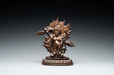 A Sino-Tibetan bronze figure of Mahakala, 17/18th C.