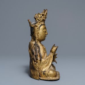A Sino-Tibetan gilt bronze figure of Buddha, Ming — photo 4