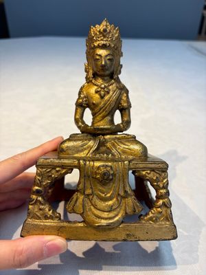 A Sino-Tibetan gilt-lacquered figure of Buddha Amitayus — photo 1