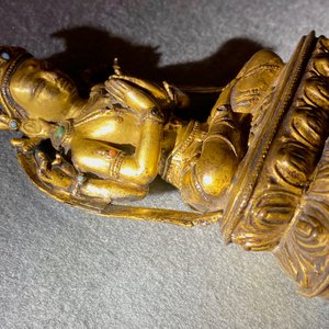 A Sino-Tibetan inlaid gilt bronze figure of Buddha, Ming — photo 22