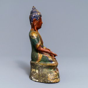 A Sino-Tibetan painted bronze figure of Buddha Bhaisajyaguru, 17/18th C. — 照片 3