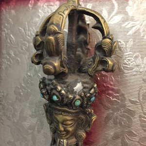 A Sino-Tibetan turquoise-inlaid gilt bronze vajra, 17/18th C. — photo 6