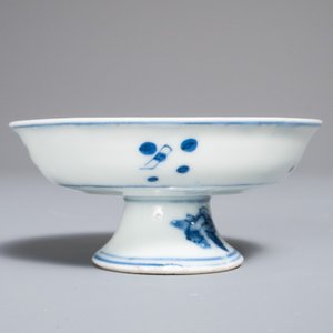 A small Chinese blue and white footed saucer dish, Chenghua mark, Wanli — photo 5