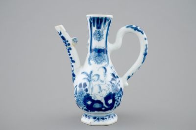 A small Chinese blue and white jug with a naked European, Kangxi