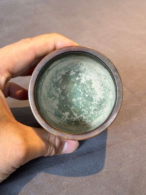 A small Chinese bronze cylindric tripod censer, Xuande mark, Ming — photo 4