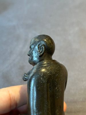 A small Chinese bronze figure of a Luohan, Ming — photo 9