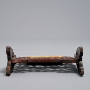 A small Chinese jade plaque mounted in a carved wood table screen, 19/20th C. — photo 6