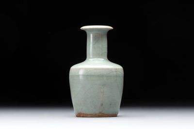 A small Chinese Longquan celadon mallet-shaped vase, Song/Yuan