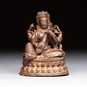 A small Nepalese bronze sculpture of Lokapala Dhritarashtra, 17th C. — photo 2