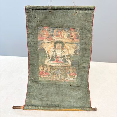A small Tibetan thangka of Shadakshari Avalokiteshvara — photo 1