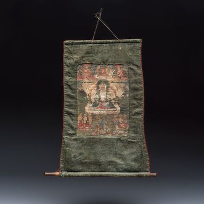 A small Tibetan thangka of Shadakshari Avalokiteshvara, 19th C.