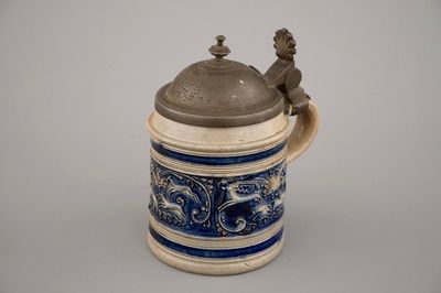 A small Westerwald beer stein, 17th C.