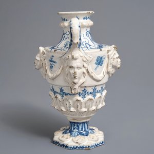 A Spanish blue and white two-handled vase with applied design and dedication, dated 1801 — photo 2