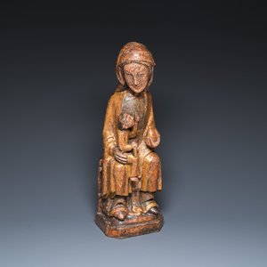 A Spanish polychromed wood 'Sedes Sapientiae' sculpture, Catalonia, 15/16th C. — 照片 1