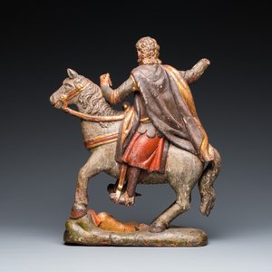 A Spanish polychromed wooden 'Santiago Matamoros' group, 17th C. — 照片 4