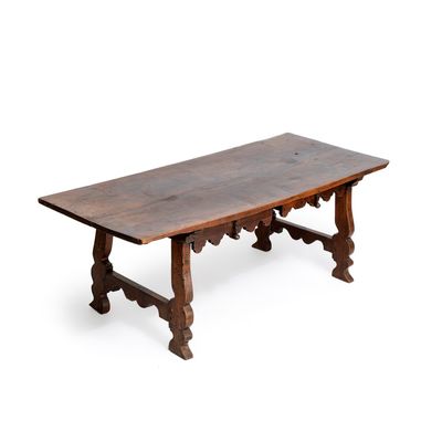 A Spanish walnut table with two drawers, 17th C.