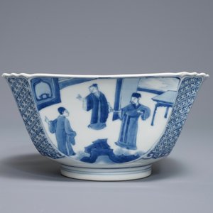 A square Chinese blue and white bowl, Chenghua mark, Kangxi — photo 5