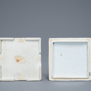 A square Chinese blue and white box and cover, Qianlong — photo 7