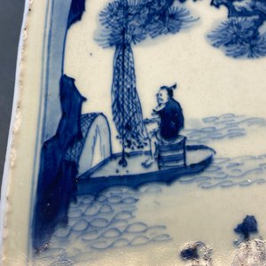 A square Chinese blue and white vase, Kangxi mark and of the period — photo 48