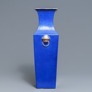 A square Chinese famille rose blue-ground vase, 19th C. — photo 4