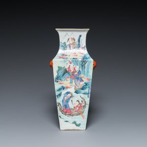 A square Chinese famille rose 'immortals' vase, 19th C. — 照片 4