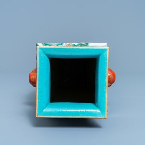 A square Chinese famille rose 'immortals' vase, 19th C. — 照片 6