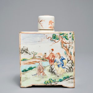 A square Chinese famille rose tea caddy and cover, Qianlong — photo 4