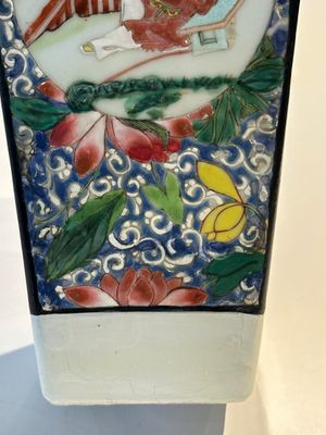 A square Chinese famille rose vase and stand with gilt bronze mount, Yongzheng — photo 16