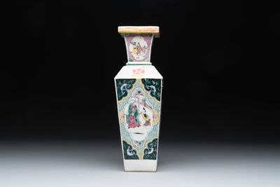 A square Chinese famille rose 'Xi Xiang Ji' vase, Yongzheng