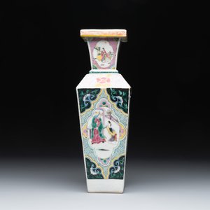 A square Chinese famille rose 'Xi Xiang Ji' vase, Yongzheng — photo 1