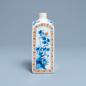 A square Chinese verte-Imari flask with floral and landscape panels, Kangxi — photo 2