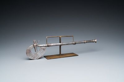 A steel Mughal-style antelope-shaped axe, India, 18/19th C.