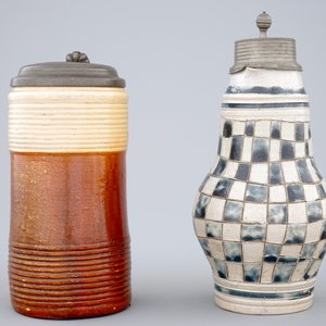 A stoneware jug and a Köln pewter-mounted jug, 18th c. — photo 5