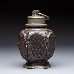 A stoneware pewter-mounted screw cap bottle, probably Muskau, Germany, 18th C. — photo 1