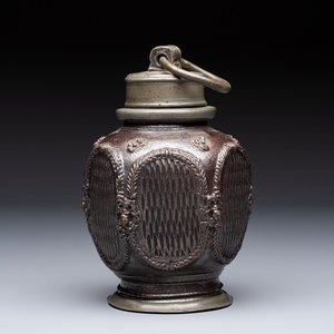 A stoneware pewter-mounted screw cap bottle, probably Muskau, Germany, 18th C. — photo 2