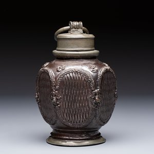 A stoneware pewter-mounted screw cap bottle, probably Muskau, Germany, 18th C. — photo 6