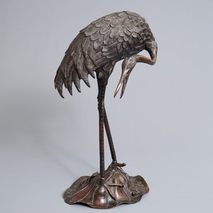 A tall bronze model of a crane, Japan, Edo/Meiji, 18/19th C. — photo 5