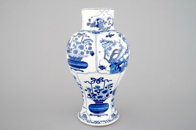 A tall Chinese blue and white baluster vase, Kangxi, ca. 1700